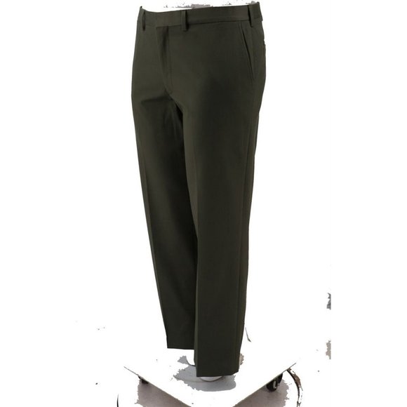 NWT LANDS' END TRADITIONAL FIT NO IRON TWILL DRESS PANTS DARK OLIVE GREEN 31 - Picture 2 of 9